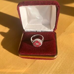 Elegant Silver and Red Gemstone Ring